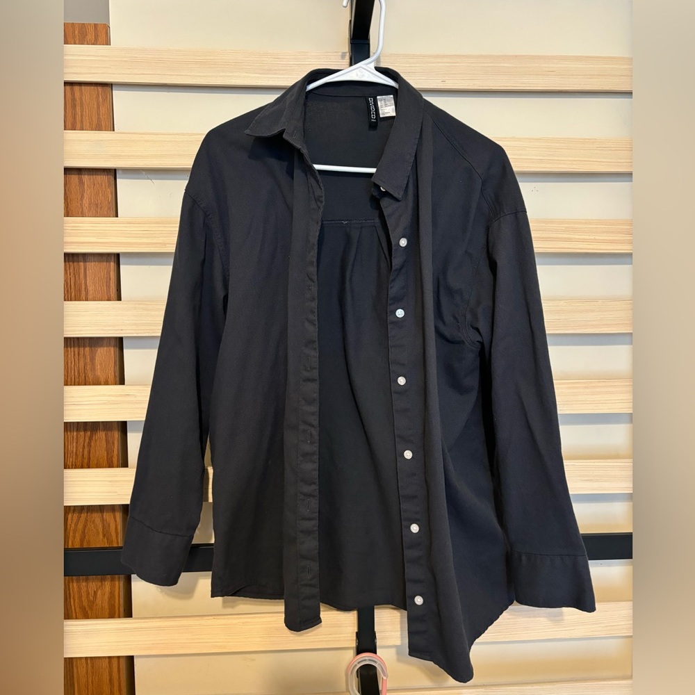 H&M Divided Charcoal Button Down Shirt